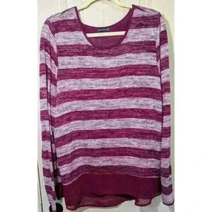 Lane Bryant Striped Metallic Knit Tunic Sheer Peek-A-Boo Back Size 18/20